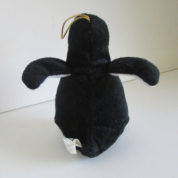 Penguin 5.5" Dakin Emperor Penguin Bean Bag Plush Red White Bow Tie - Picture 9 of 15